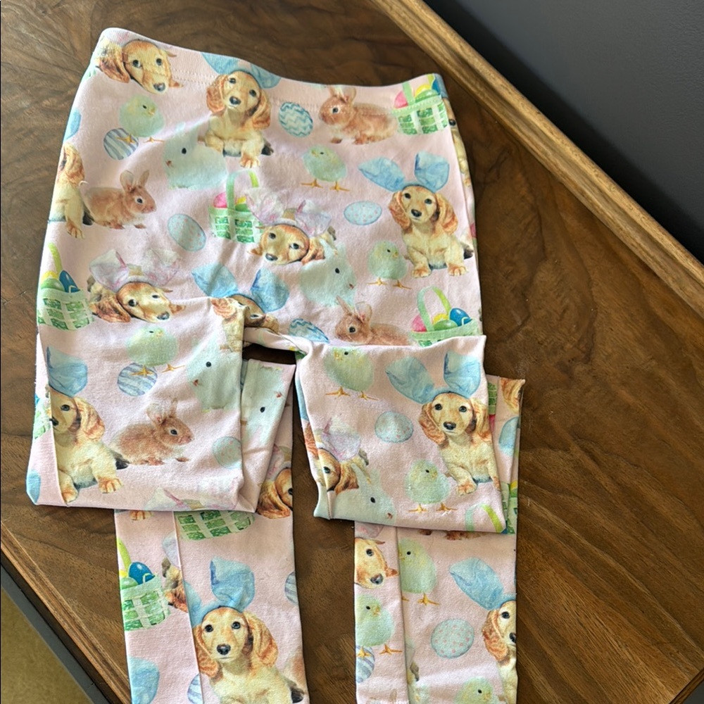 Pink Easter Puppy & Chick Printed Leggings